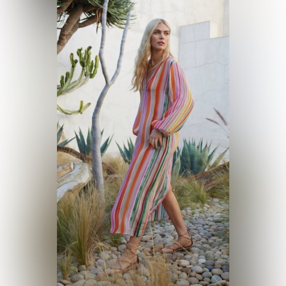 VELVET BY GRAHAM & SPENCER PIA DRESS Colorful Striped Maxi DressSz XS - Picture 4 of 7